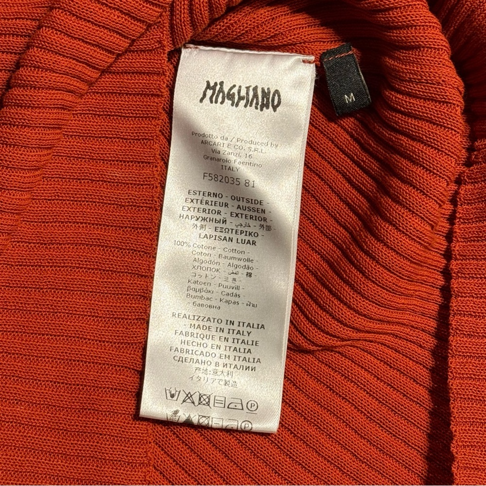 Magliano burnt orange ribbed long-sleeve knit polo, men’s size medium - Picture 6 of 6